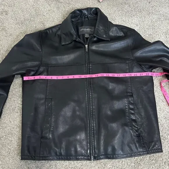 Vintage Eddie Bauer Mens M Lamb Leather Jacket Collared Classic